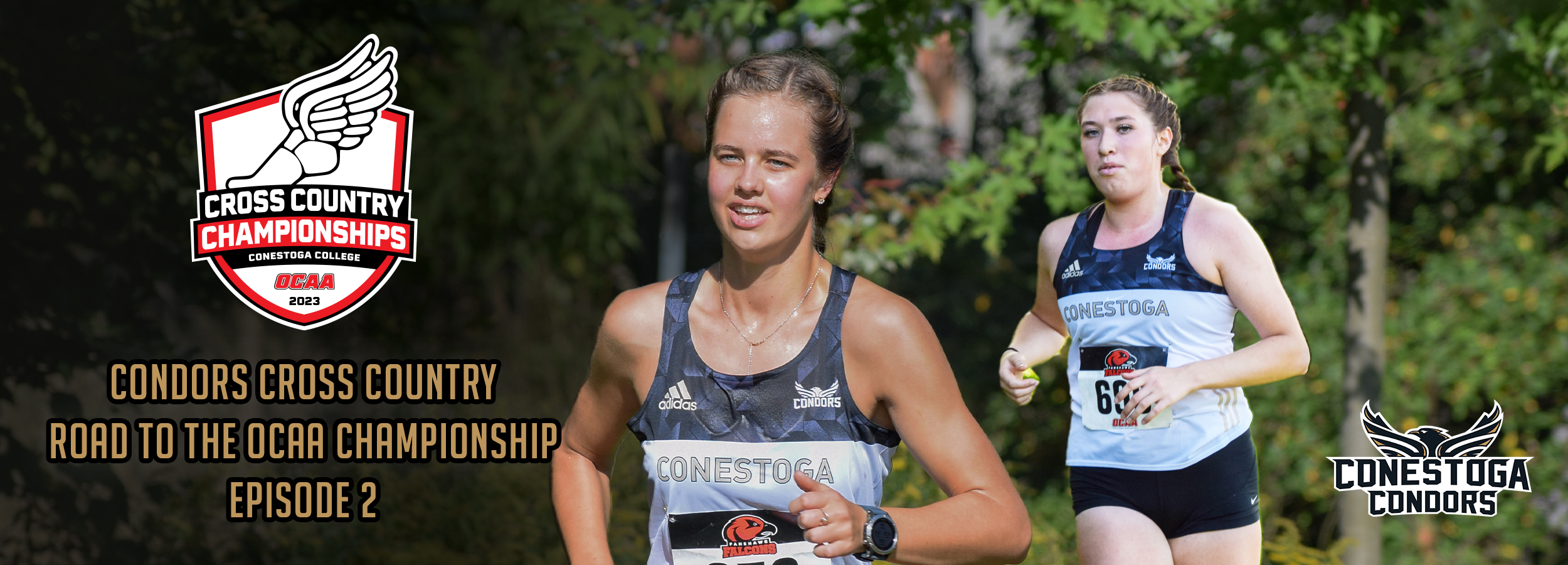 A headline banner reading Condors Cross Country Road to the OCAA Championship - Episode 2