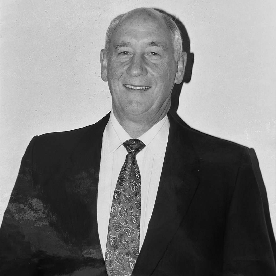 A black and white photo of Doug Ashley. 