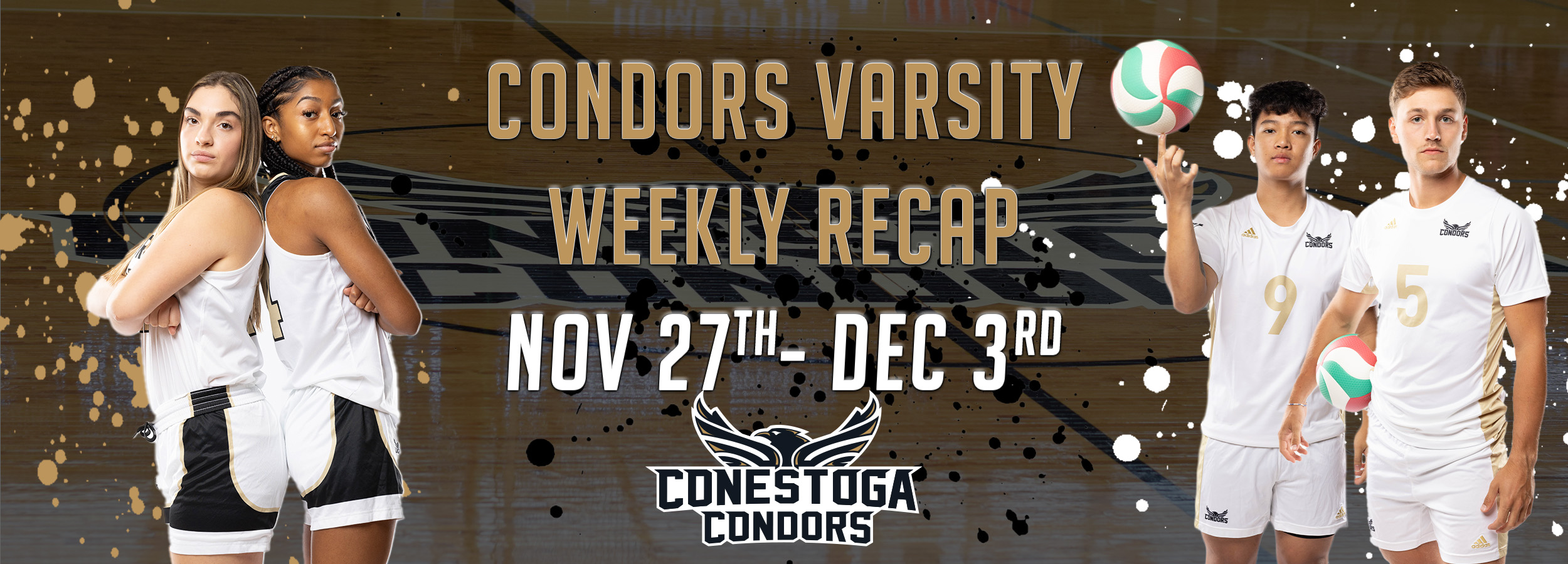 A headline reading Condors Varsity Weekly Recap Nov 27-Dec 3rd.