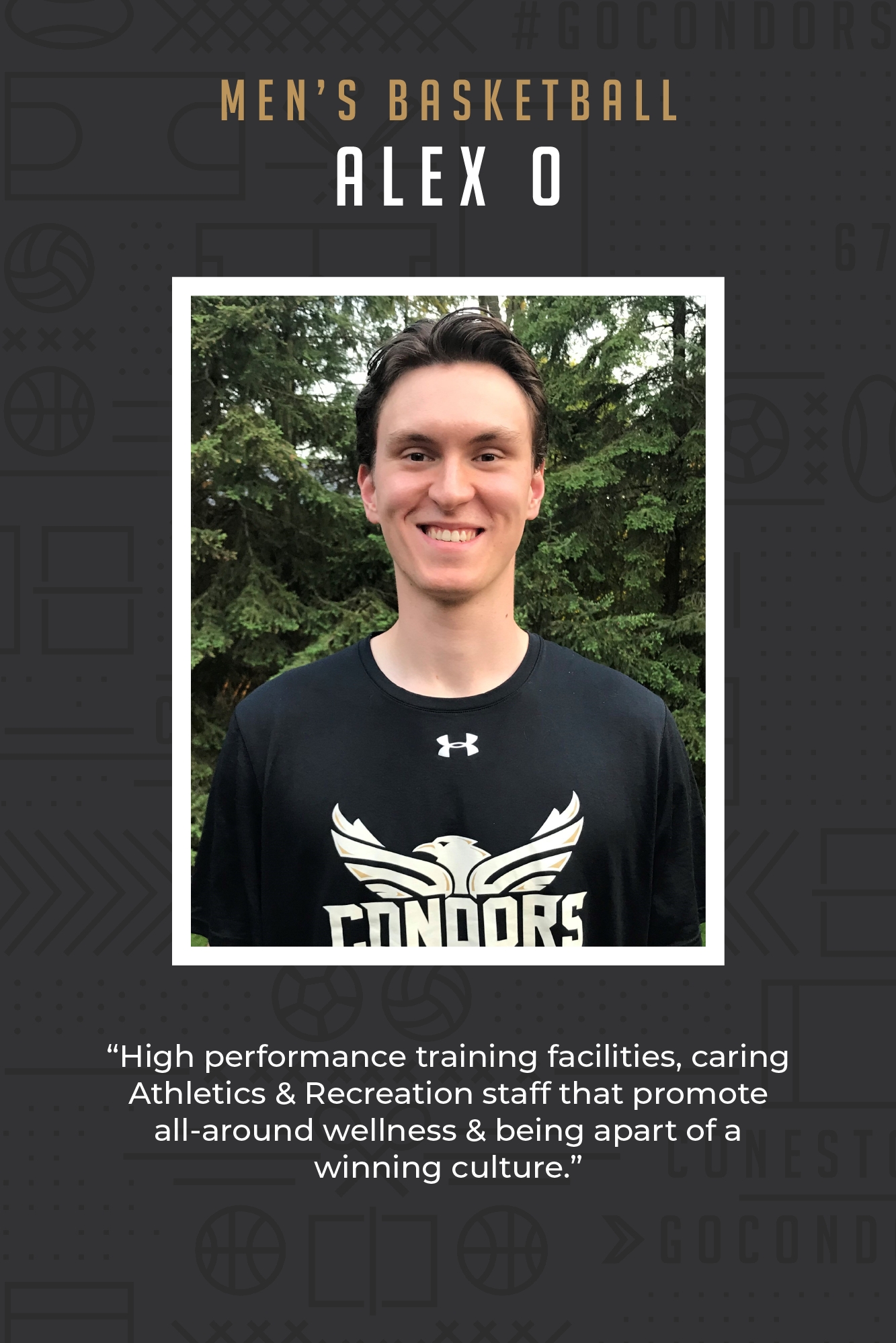 Varsity athlete Alex's testimonial about high performance training facilities, caring athletics & recreation staff that promote wellness and a winning culture